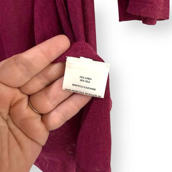 Eileen Fisher Cardigan Womens Small Italian Yarn Linen Silk Lightweight Magenta - Picture 3 of 8
